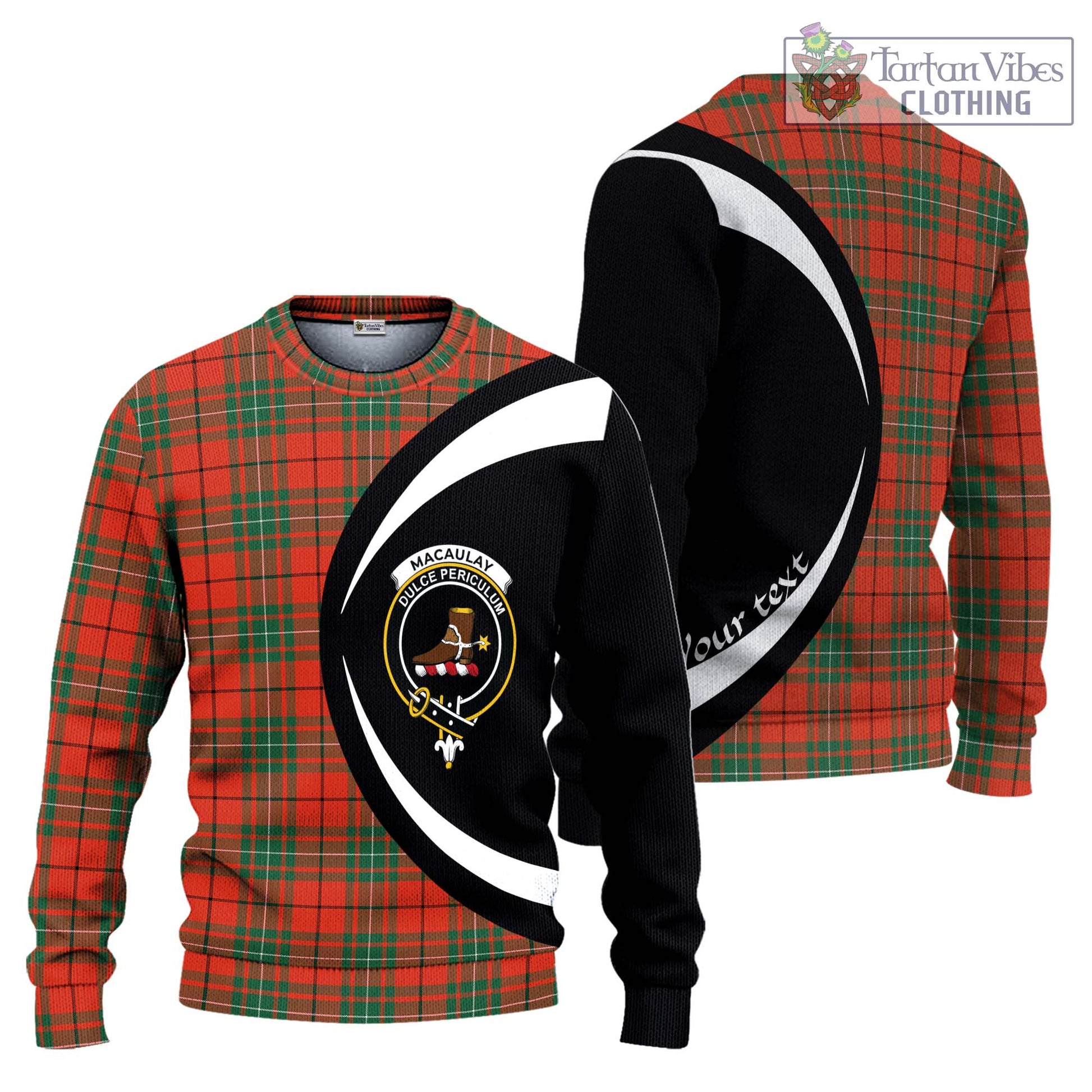 MacAulay Ancient Tartan Knitted Sweater with Family Crest Circle Style Unisex - Tartan Vibes Clothing