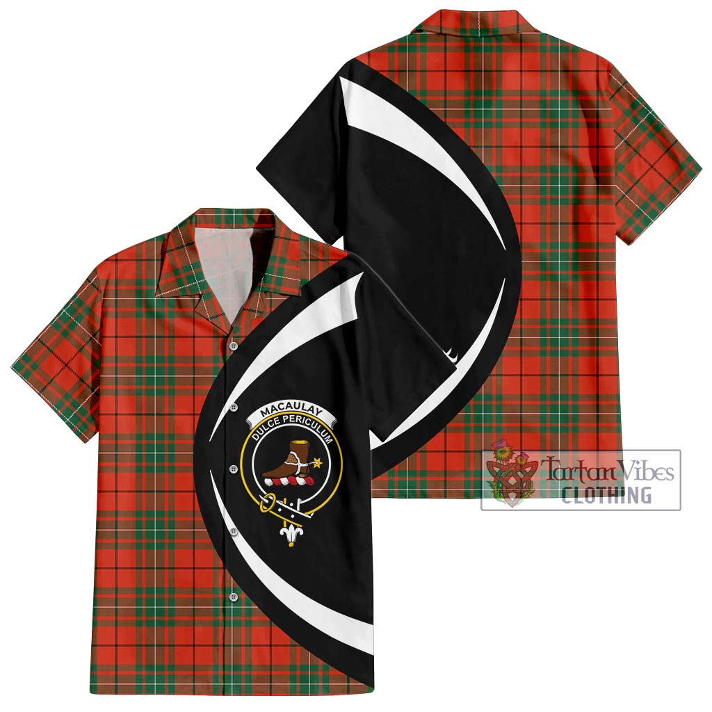 MacAulay Ancient Tartan Short Sleeve Button Up with Family Crest Circle Style Kid - Tartan Vibes Clothing