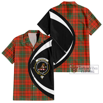 MacAulay Ancient Tartan Short Sleeve Button Up with Family Crest Circle Style