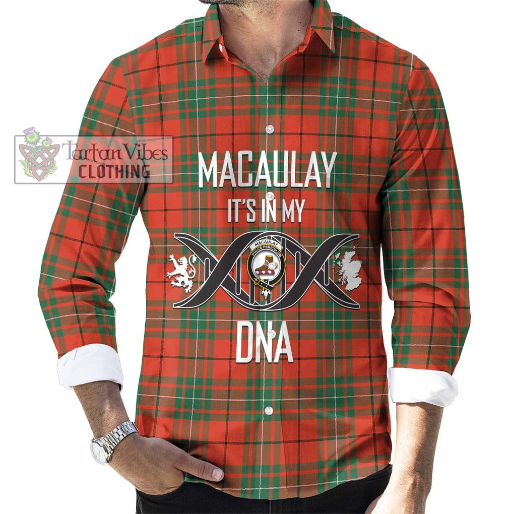 MacAulay Ancient Tartan Long Sleeve Button Shirt with Family Crest DNA In Me Style Men's Shirt S - Tartanvibesclothing Shop