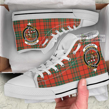 MacAulay Ancient Tartan High Top Shoes with Family Crest