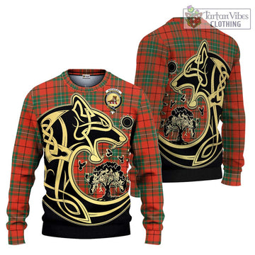 MacAulay Ancient Tartan Ugly Sweater with Family Crest Celtic Wolf Style