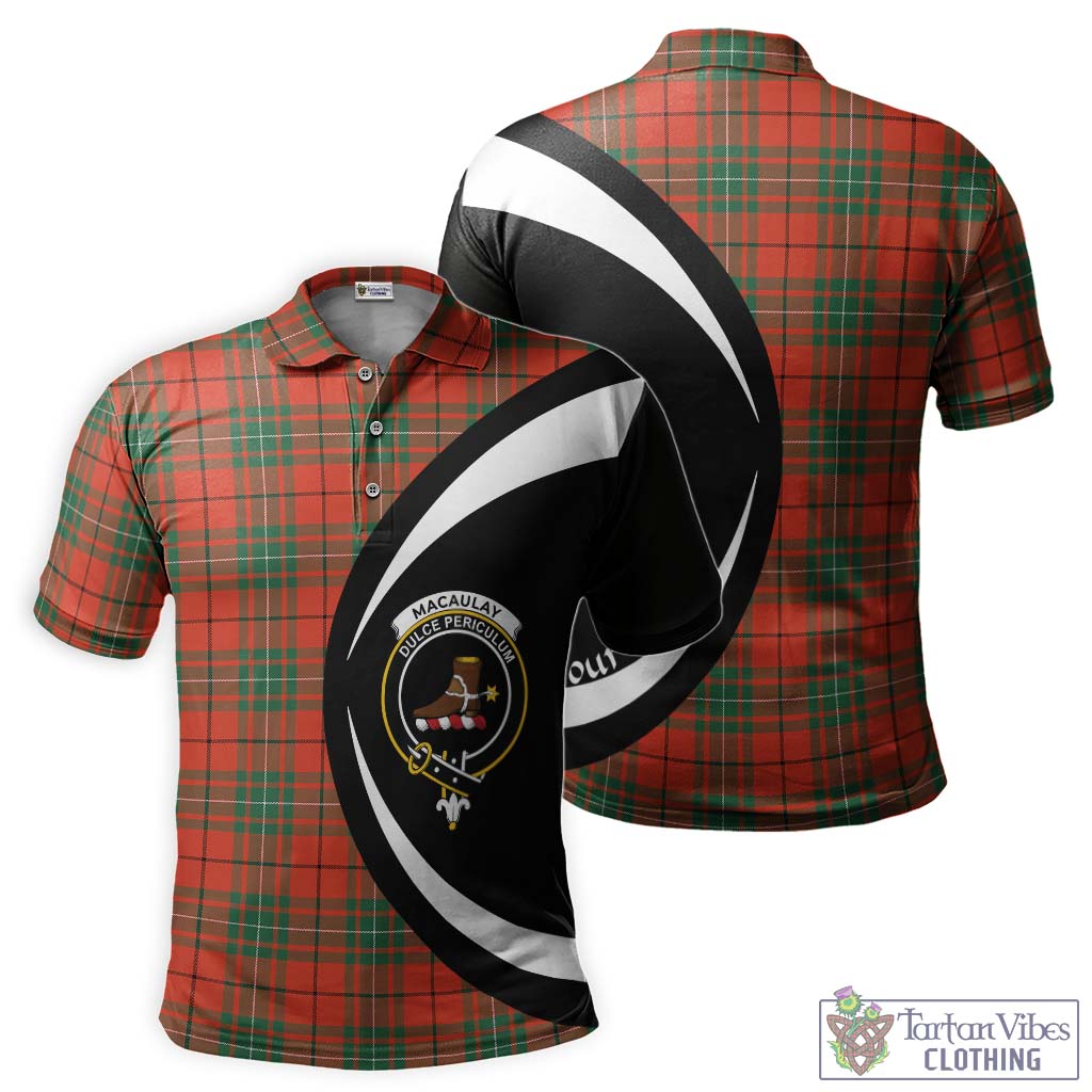 Tartan Vibes Clothing MacAulay Ancient Tartan Men's Polo Shirt with Family Crest Circle Style