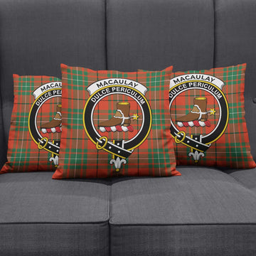 MacAulay Ancient Tartan Pillow Cover with Family Crest