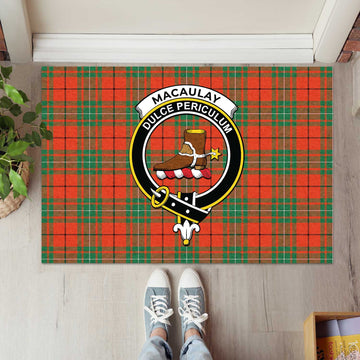 MacAulay Ancient Tartan Door Mat with Family Crest