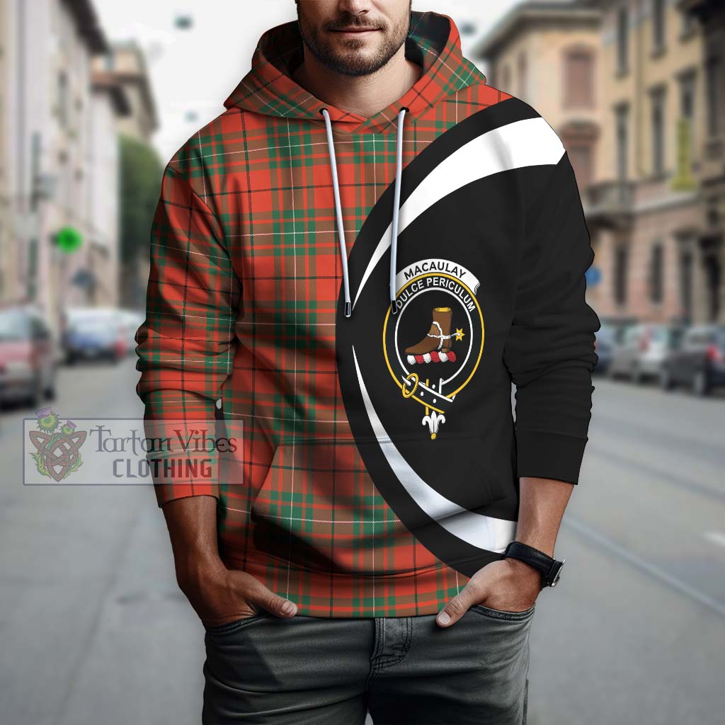 Tartan Vibes Clothing MacAulay Ancient Tartan Hoodie with Family Crest Circle Style