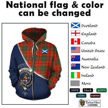 MacAulay Ancient Tartan Hoodie with Personalised National Flag and Family Crest Half Style