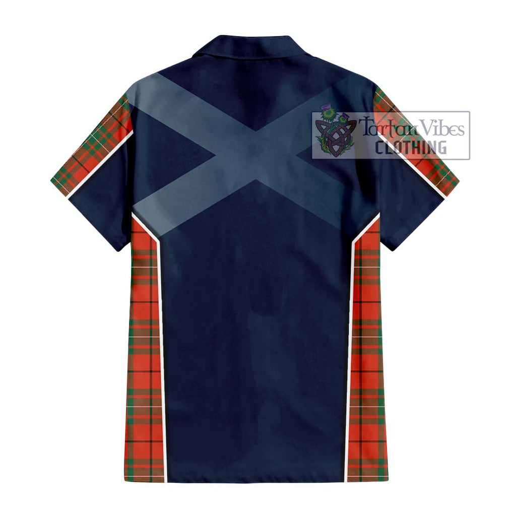 MacAulay Ancient Tartan Short Sleeve Button Shirt with Family Crest and Lion Rampant Vibes Sport Style - Tartan Vibes Clothing