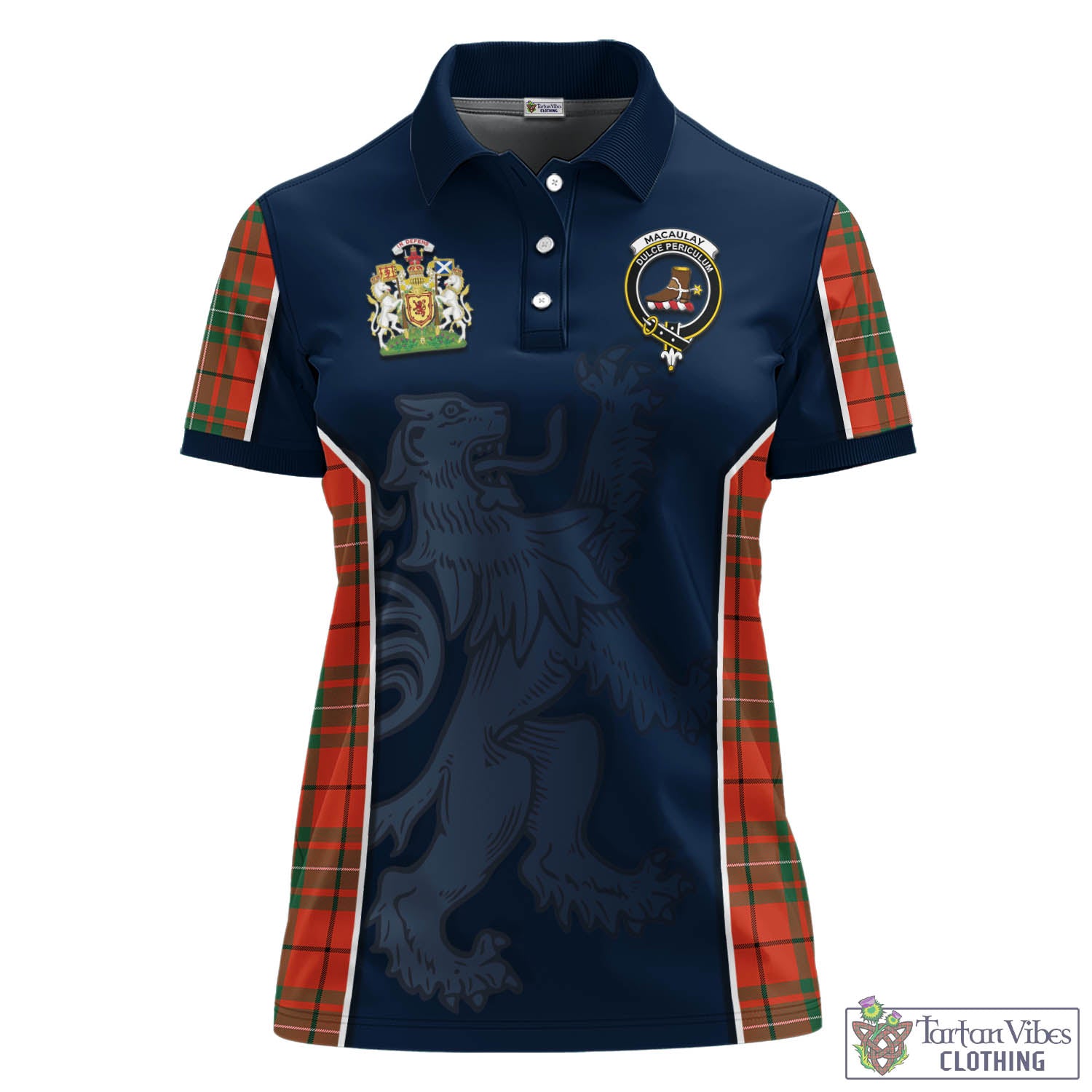 MacAulay Ancient Tartan Women's Polo Shirt with Family Crest and Lion Rampant Vibes Sport Style - Tartan Vibes Clothing