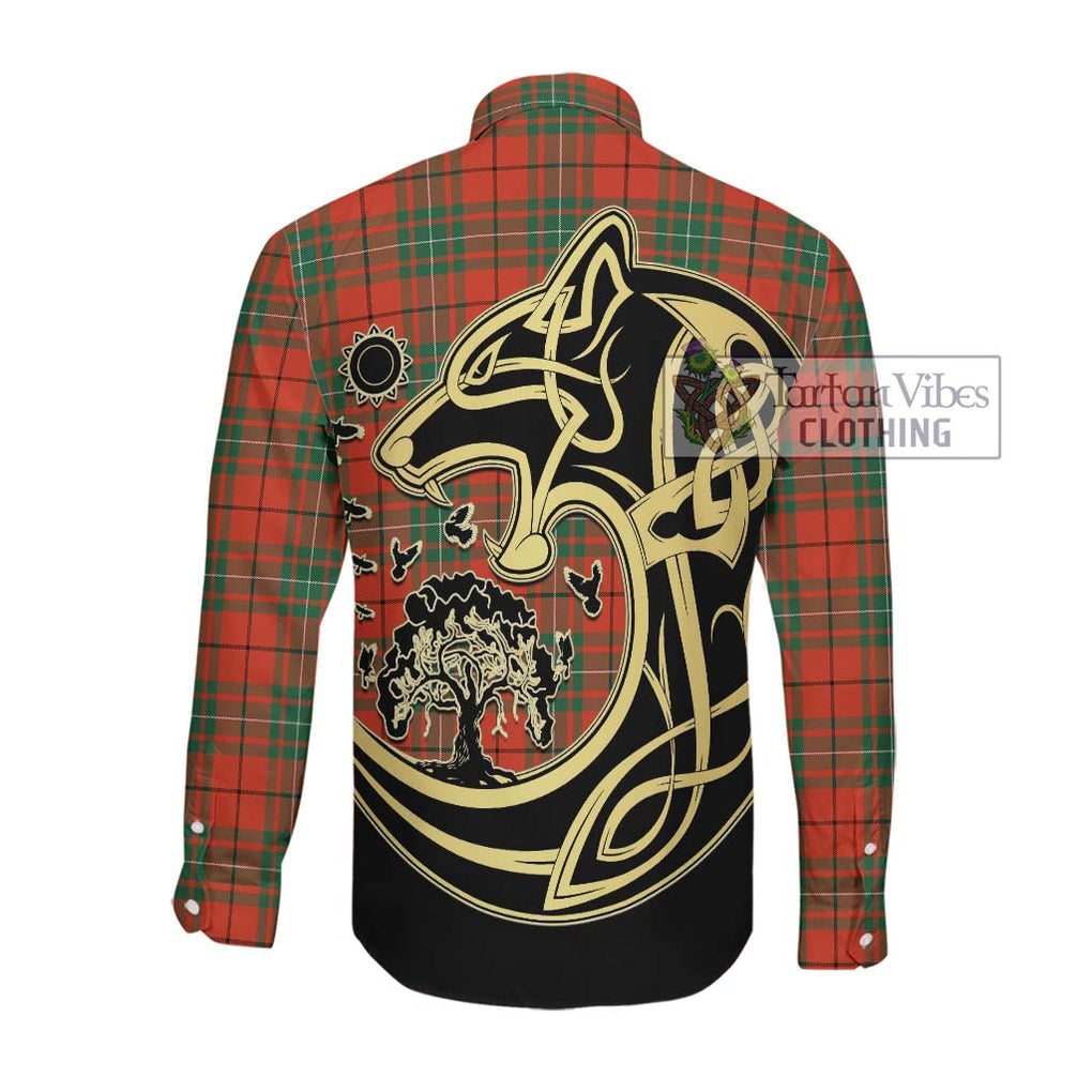 MacAulay Ancient Tartan Long Sleeve Button Shirt with Family Crest Celtic Wolf Style Men's Shirt - Tartan Vibes Clothing