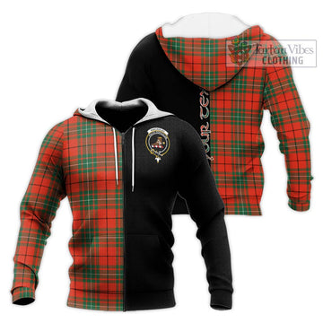 MacAulay Ancient Tartan Knitted Hoodie with Family Crest and Half Of Me Style