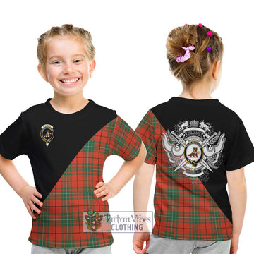 MacAulay Ancient Tartan Kid T-Shirt with Family Crest and Military Logo Style