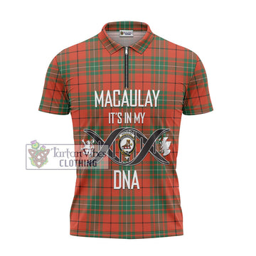 MacAulay Ancient Tartan Zipper Polo Shirt with Family Crest DNA In Me Style