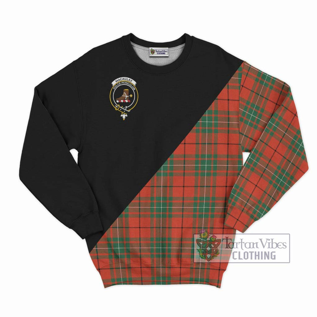 MacAulay Ancient Tartan Sweatshirt with Family Crest and Military Logo Style - Tartanvibesclothing Shop