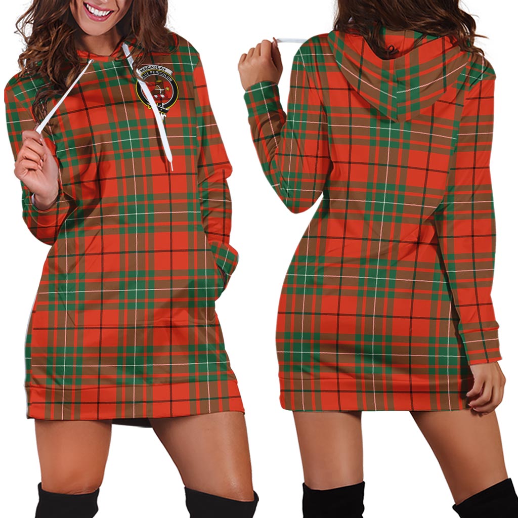 MacAulay Ancient Tartan Hoodie Dress with Family Crest - Tartan Vibes Clothing