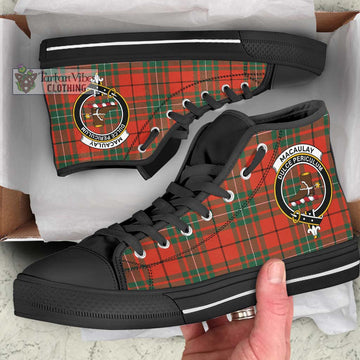 MacAulay Ancient Tartan High Top Shoes with Family Crest