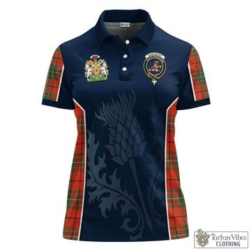 MacAulay Ancient Tartan Women's Polo Shirt with Family Crest and Scottish Thistle Vibes Sport Style