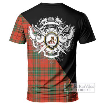 MacAulay Ancient Tartan T-Shirt with Family Crest and Military Logo Style