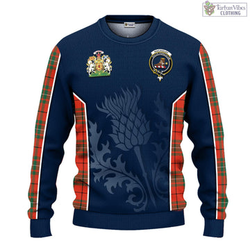 MacAulay Ancient Tartan Knitted Sweatshirt with Family Crest and Scottish Thistle Vibes Sport Style