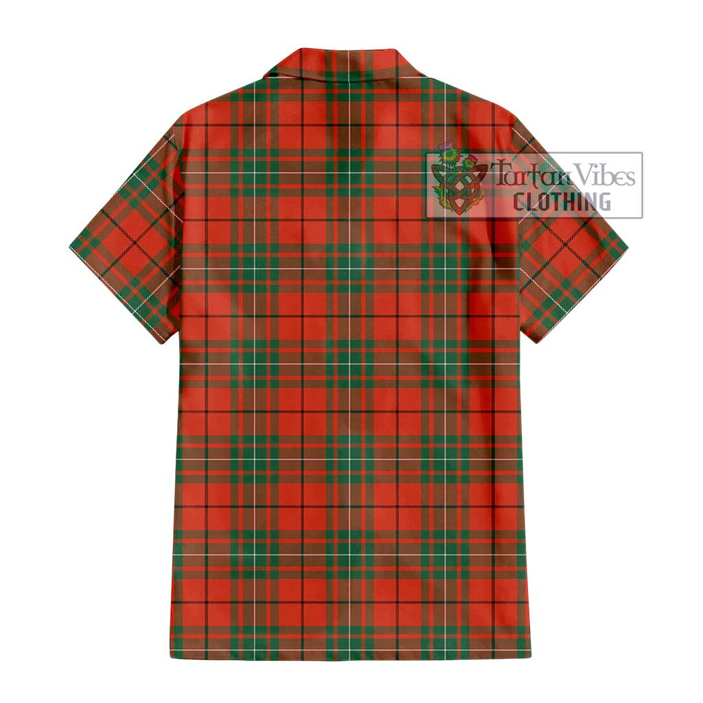 MacAulay Ancient Tartan Short Sleeve Button Shirt with Family Crest DNA In Me Style - Tartanvibesclothing Shop