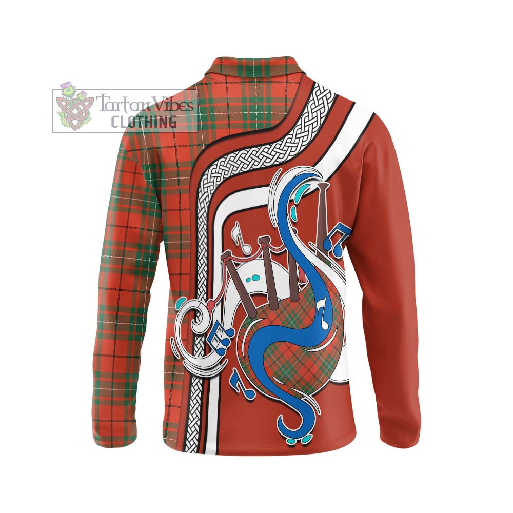 Tartan Vibes Clothing MacAulay Ancient Tartan Long Sleeve Polo Shirt with Epic Bagpipe Style