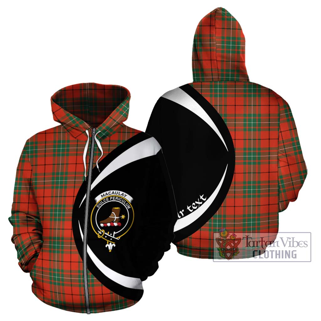 Tartan Vibes Clothing MacAulay Ancient Tartan Hoodie with Family Crest Circle Style
