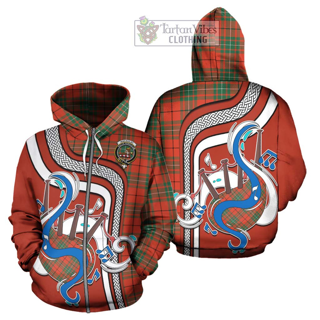 MacAulay Ancient Tartan Hoodie with Epic Bagpipe Style - Tartanvibesclothing Shop