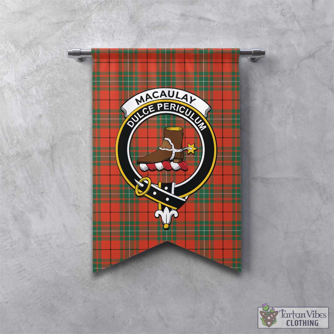 Tartan Vibes Clothing MacAulay Ancient Tartan Gonfalon, Tartan Banner with Family Crest