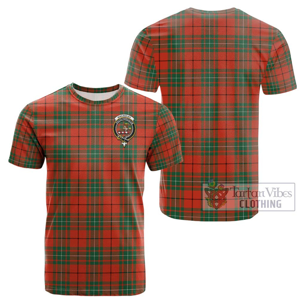 MacAulay Ancient Tartan Cotton T-Shirt with Family Crest Kid's Shirt - Tartanvibesclothing Shop