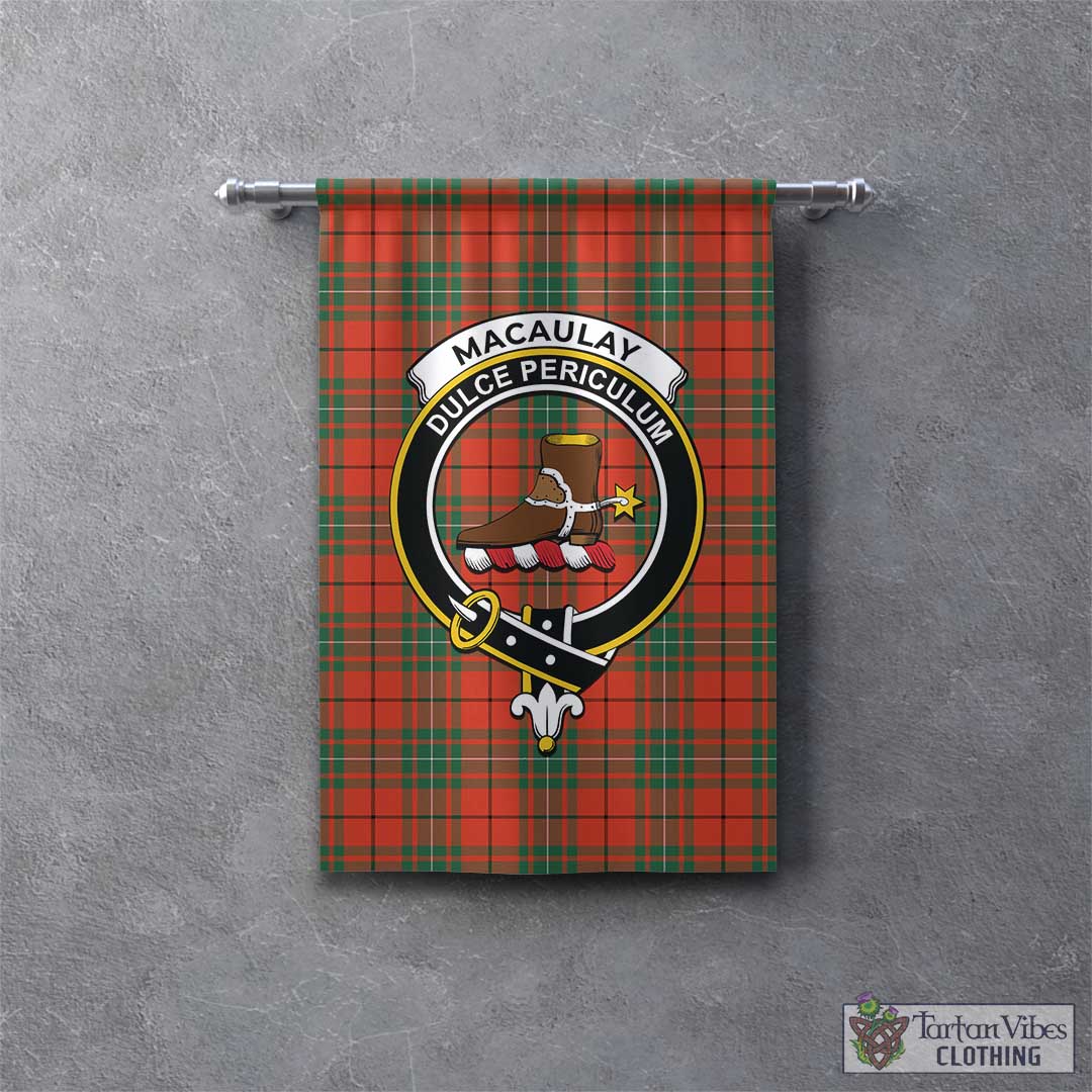 Tartan Vibes Clothing MacAulay Ancient Tartan Gonfalon, Tartan Banner with Family Crest