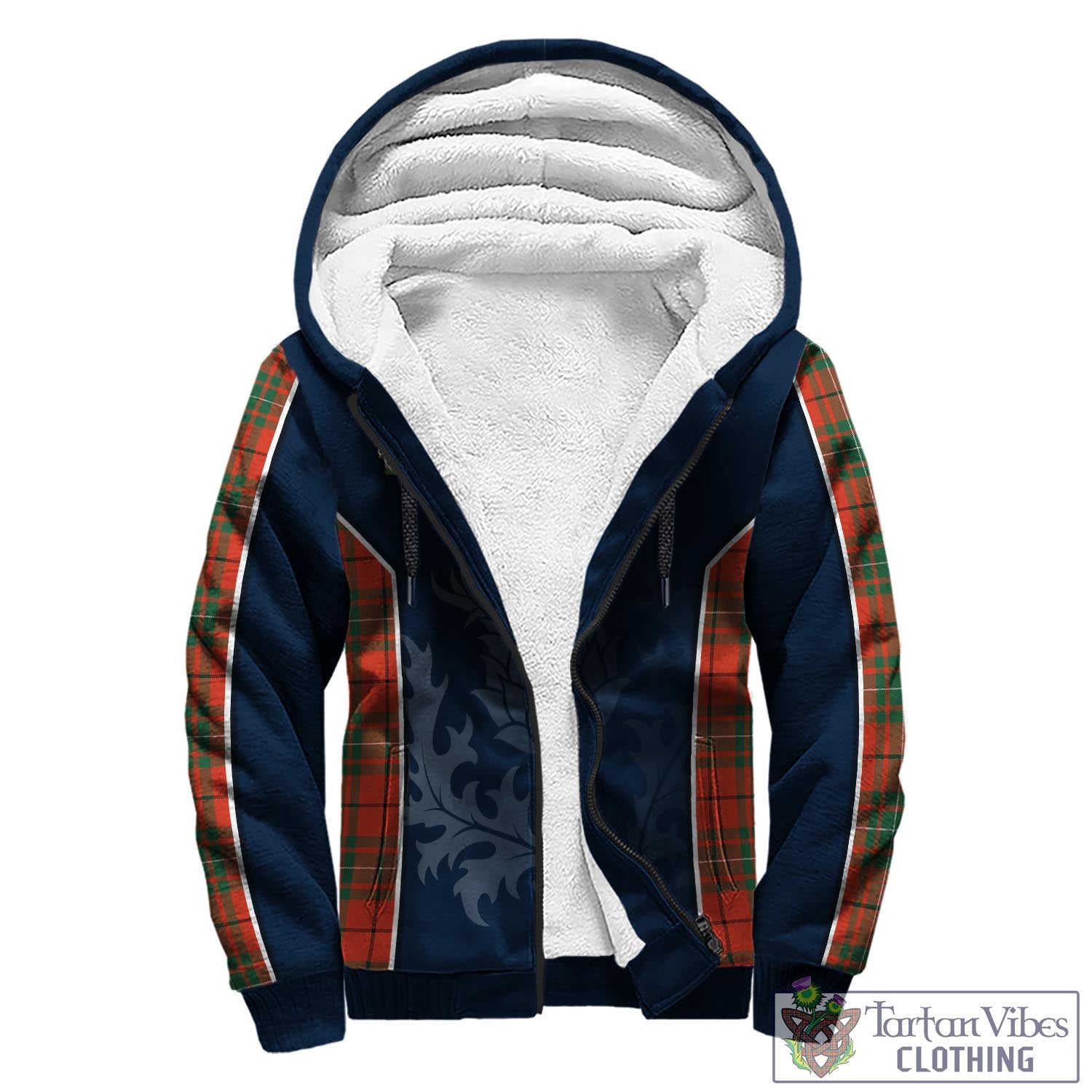 Tartan Vibes Clothing MacAulay Ancient Tartan Sherpa Hoodie with Family Crest and Scottish Thistle Vibes Sport Style