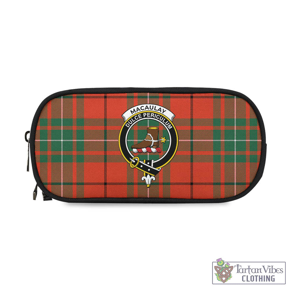 Tartan Vibes Clothing MacAulay Ancient Tartan Pen and Pencil Case with Family Crest