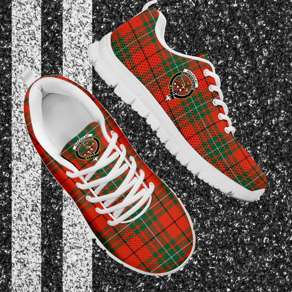 MacAulay Ancient Tartan Sneakers with Family Crest - Tartan Vibes Clothing