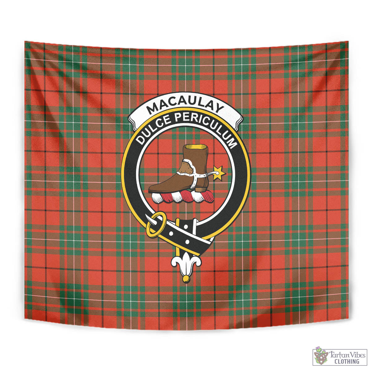 Tartan Vibes Clothing MacAulay Ancient Tartan Tapestry Wall Hanging and Home Decor for Room with Family Crest