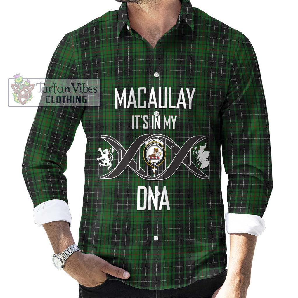 MacAulay Hunting Tartan Long Sleeve Button Shirt with Family Crest DNA In Me Style Men's Shirt S - Tartanvibesclothing Shop