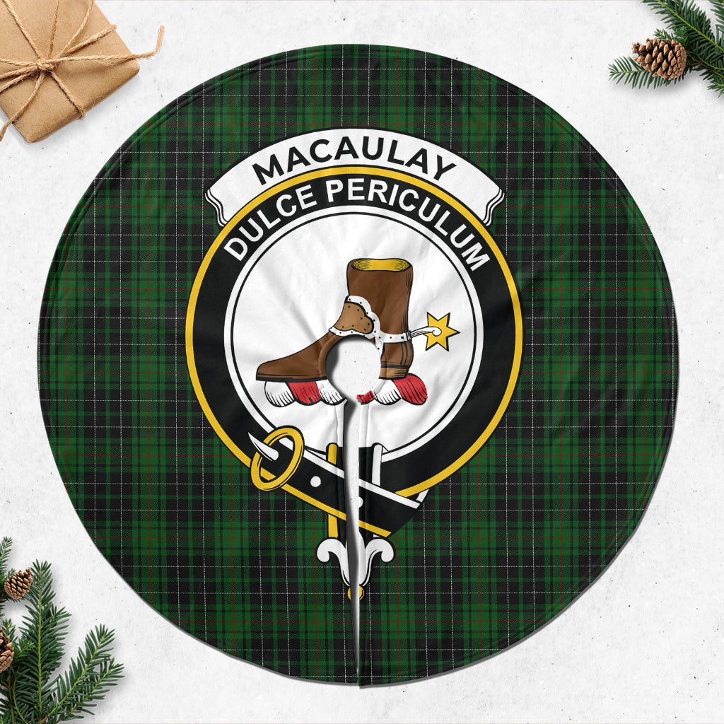 MacAulay Hunting Tartan Christmas Tree Skirt with Family Crest - Tartanvibesclothing