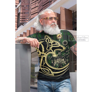 MacAulay Hunting Tartan Cotton T-shirt with Family Crest Celtic Wolf Style