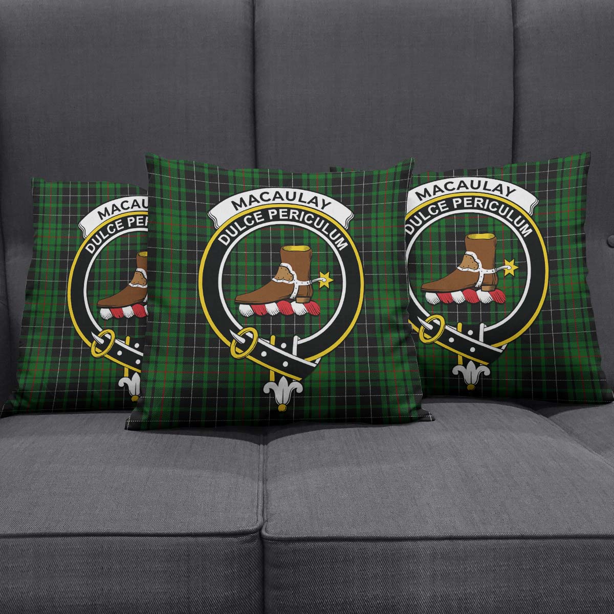 MacAulay Hunting Tartan Pillow Cover with Family Crest Square Pillow Cover - Tartanvibesclothing