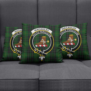 MacAulay Hunting Tartan Pillow Cover with Family Crest