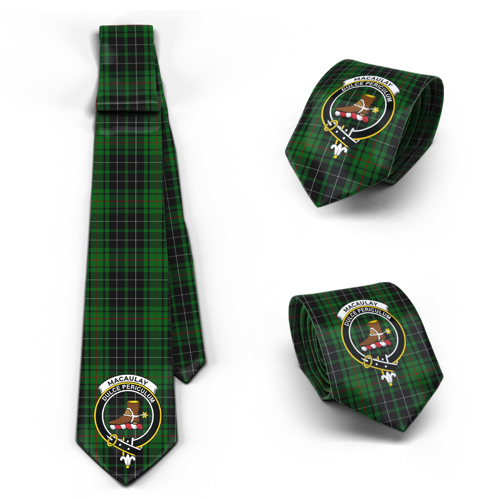 MacAulay Hunting Tartan Classic Necktie with Family Crest Necktie One Size - Tartan Vibes Clothing