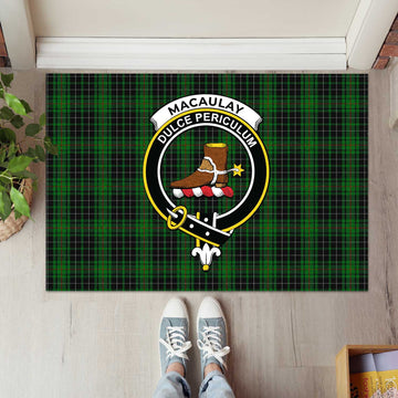 MacAulay Hunting Tartan Door Mat with Family Crest