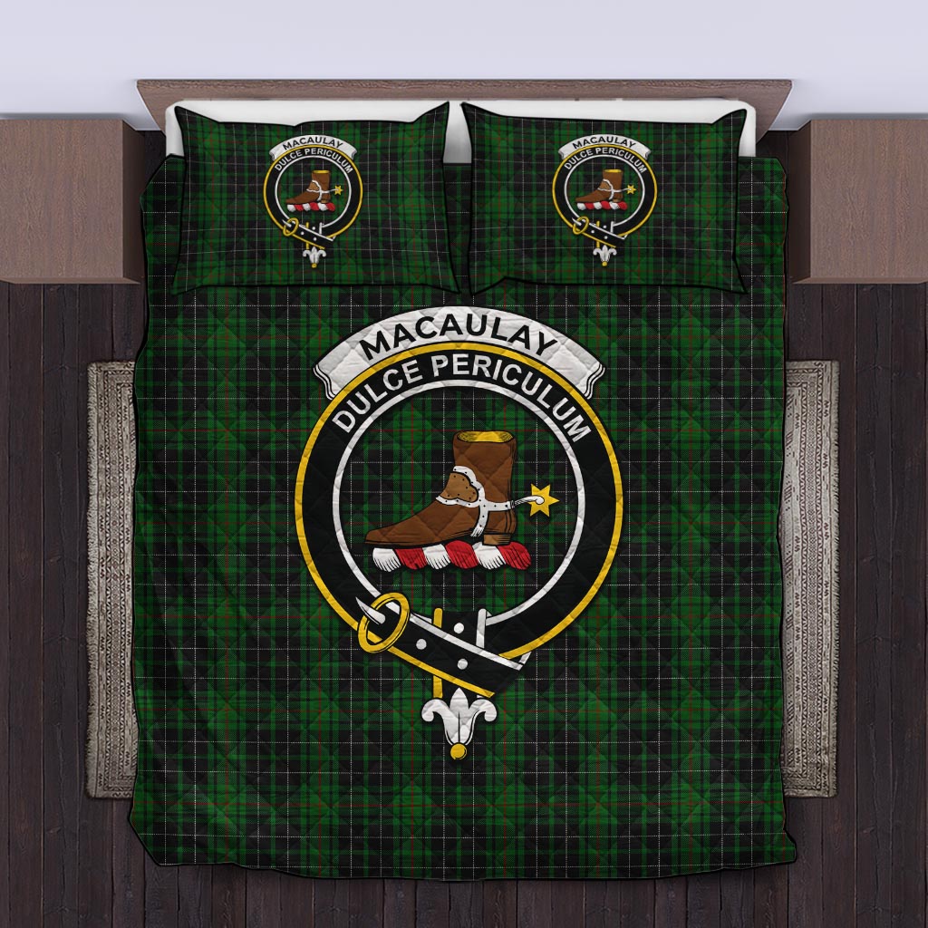 MacAulay Hunting Tartan Quilt Bed Set with Family Crest Twin - Tartan Vibes Clothing