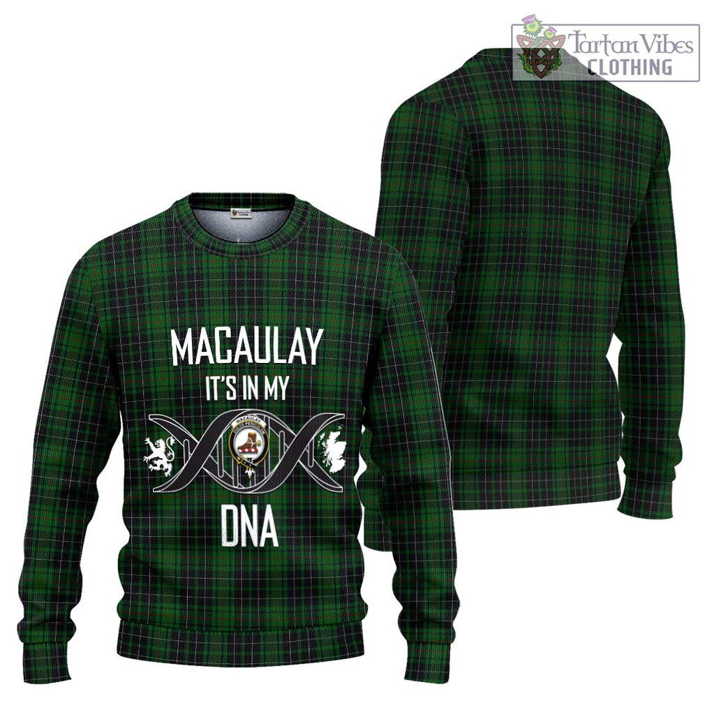 MacAulay Hunting Tartan Knitted Sweater with Family Crest DNA In Me Style Unisex - Tartanvibesclothing Shop