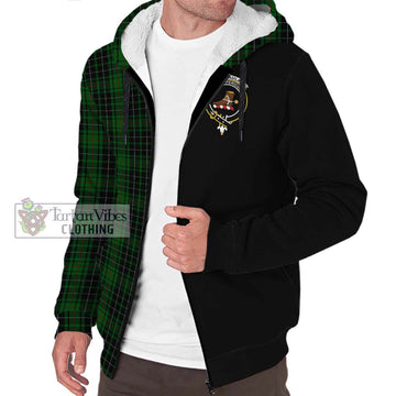 MacAulay Hunting Tartan Sherpa Hoodie with Family Crest and Half Of Me Style