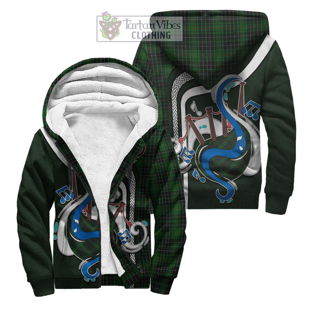 MacAulay Hunting Tartan Sherpa Hoodie with Epic Bagpipe Style Unisex S - Tartanvibesclothing Shop