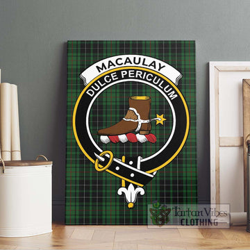 MacAulay Hunting Tartan Canvas Print Wall Art with Family Crest