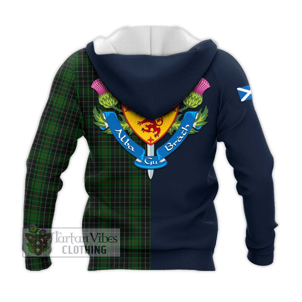 Tartan Vibes Clothing MacAulay Hunting Tartan Knitted Hoodie with Scottish Lion Royal Arm Half Style