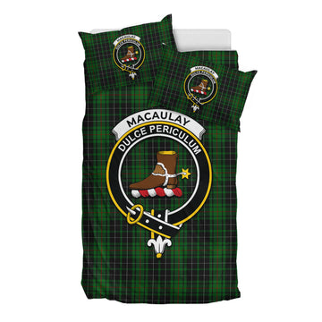 MacAulay Hunting Tartan Bedding Set with Family Crest