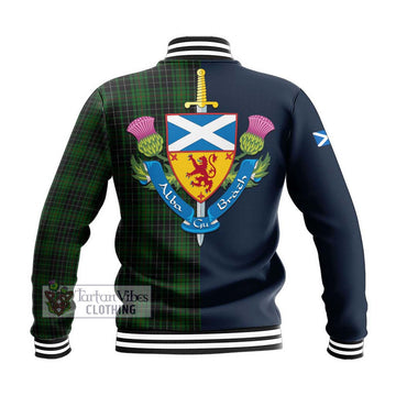 MacAulay Hunting Tartan Baseball Jacket Alba with Scottish Lion Royal Arm Half Style