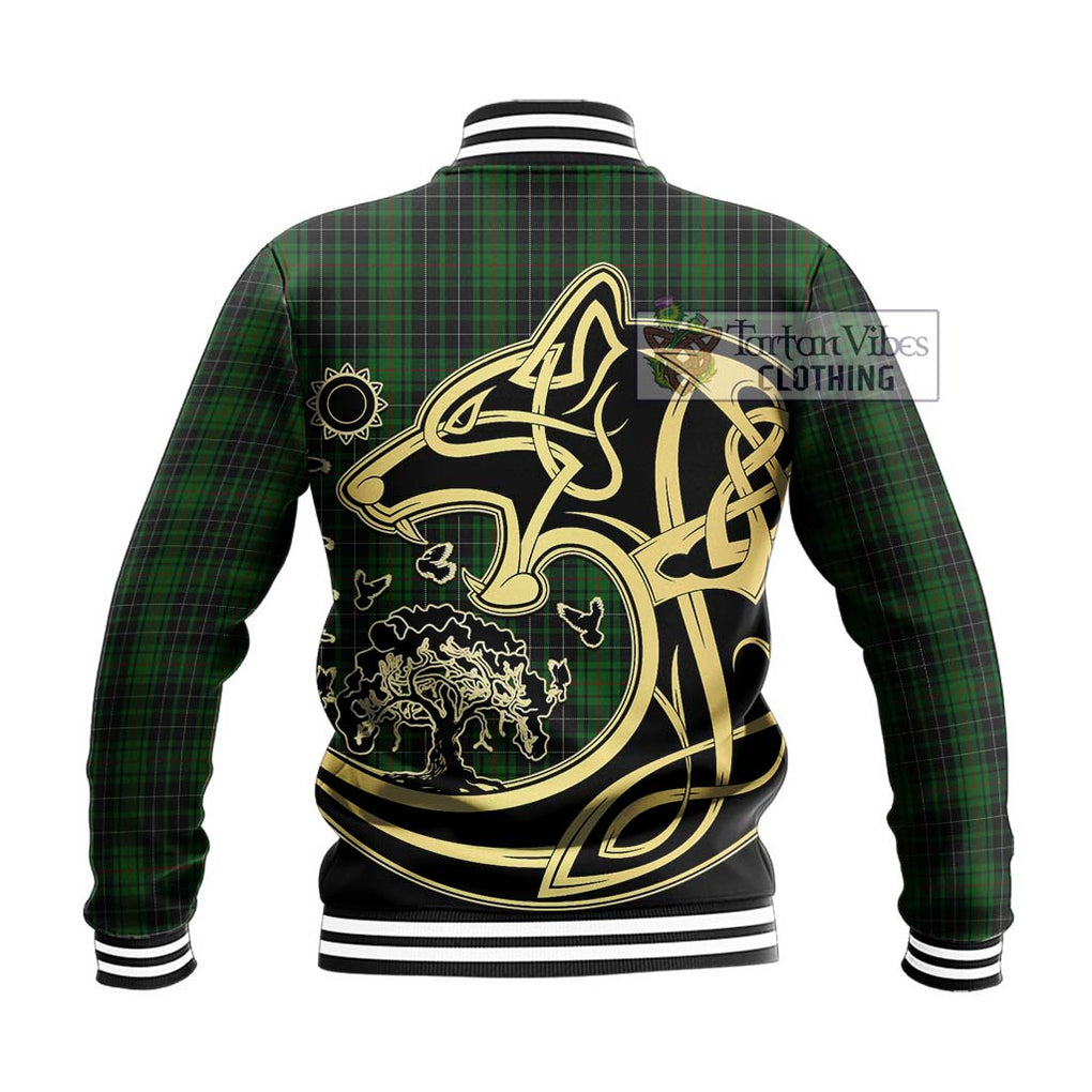 MacAulay Hunting Tartan Baseball Jacket with Family Crest Celtic Wolf Style - Tartan Vibes Clothing